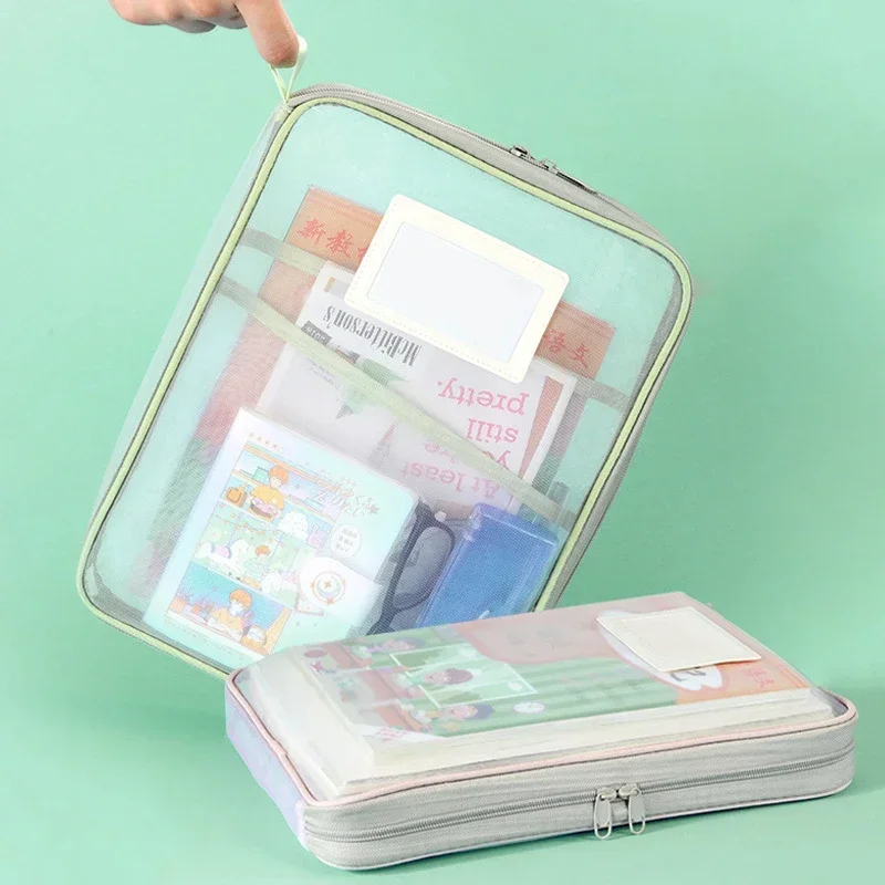Portfolio Folder Zip - Tas Dokumen Jaring Transparan A4 dengan
