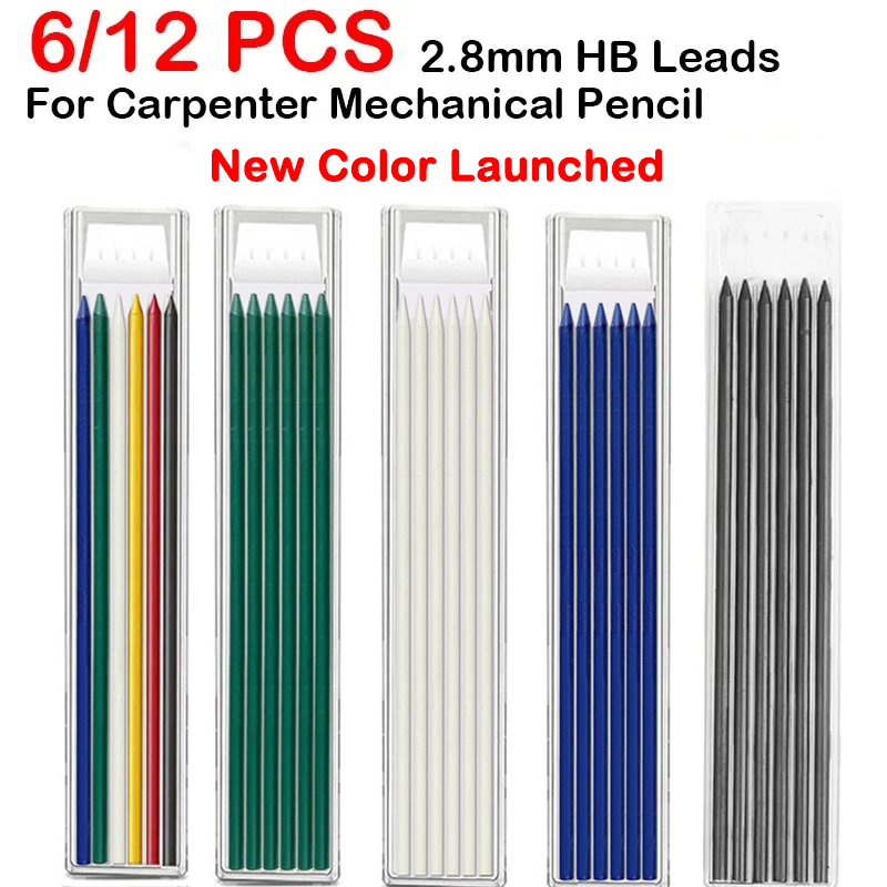 Mechanical Pencil Lead - 6/12 buah Pensil mekanis pertukangan 2.8mm,