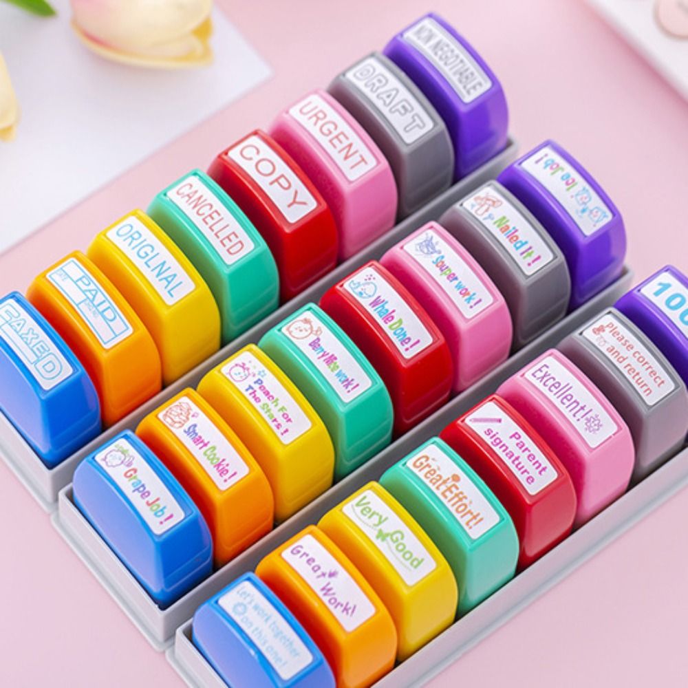 8pcs/set Stempel Penilaian Pos - Self Inking Stamp ulasan dan harga
