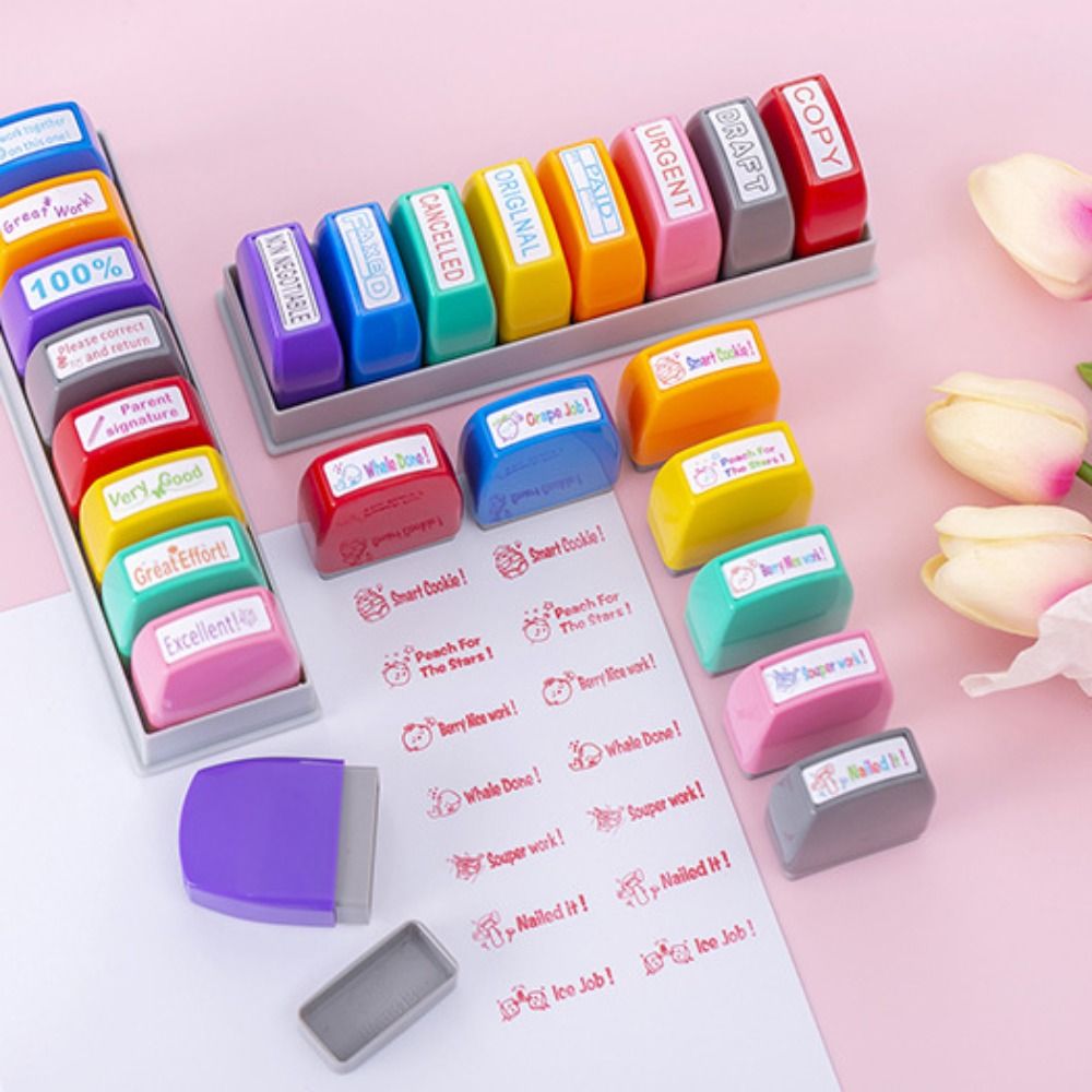 8pcs/set Stempel Penilaian Pos - Self Inking Stamp ulasan dan harga