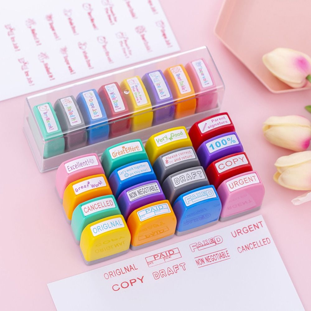 8pcs/set Stempel Penilaian Pos - Self Inking Stamp ulasan dan harga