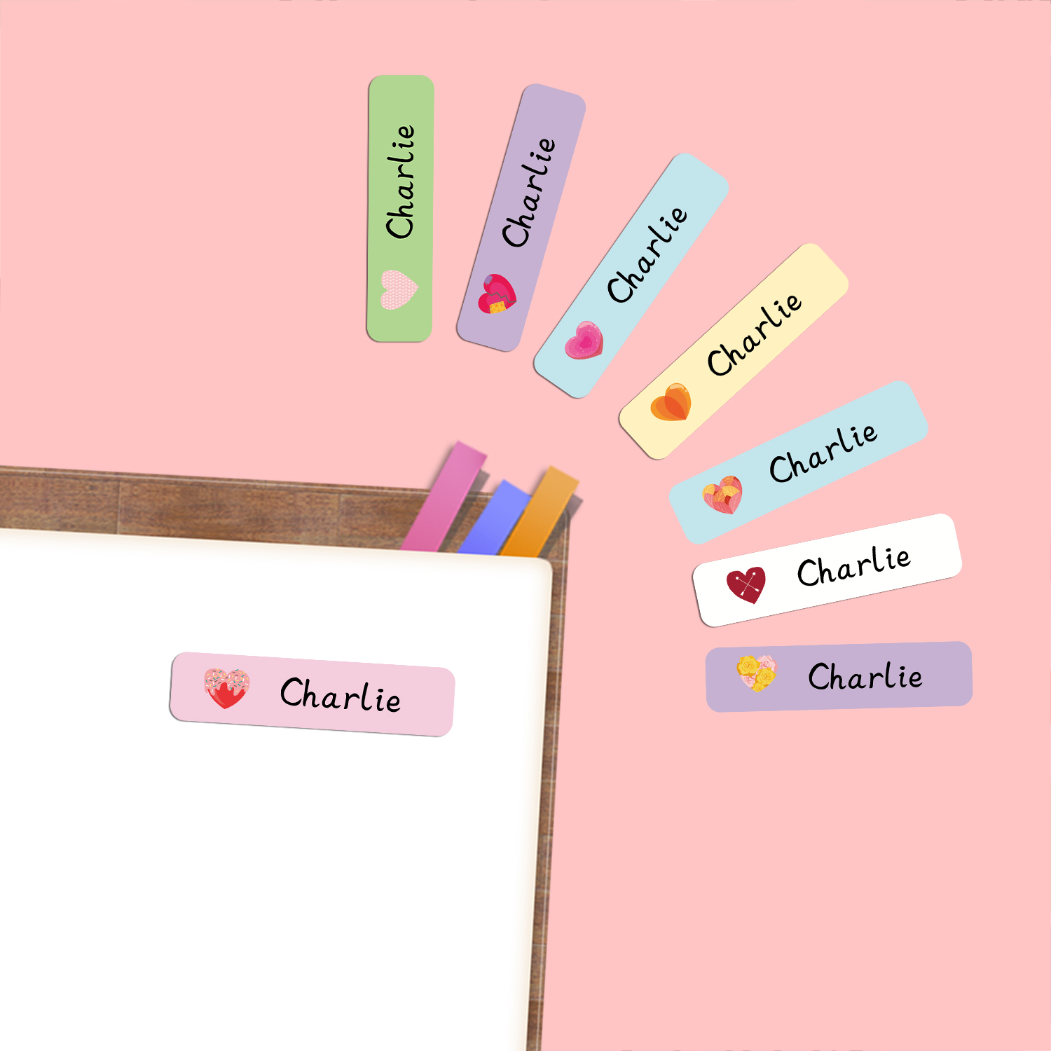 Stiker Label Nama Bentuk Hati  - Stationery Supply ulasan dan harga
